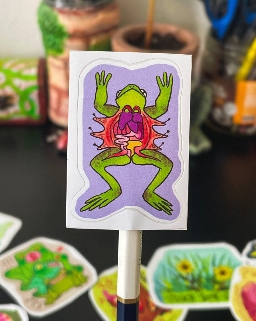 disected frog sticker